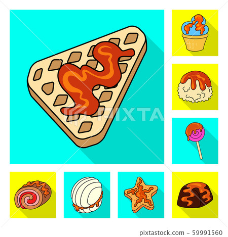 Isolated object of confectionery and culinary icon. Set of confectionery and colorful vector icon for stock. 59991560