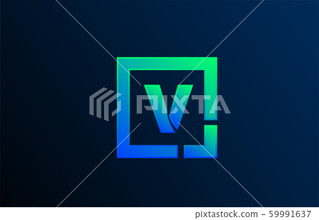 blue green letter V alphabet logo design icon for - Stock Illustration ...