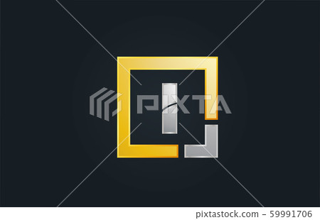 gold silver metal letter I alphabet logo design - Stock Illustration ...