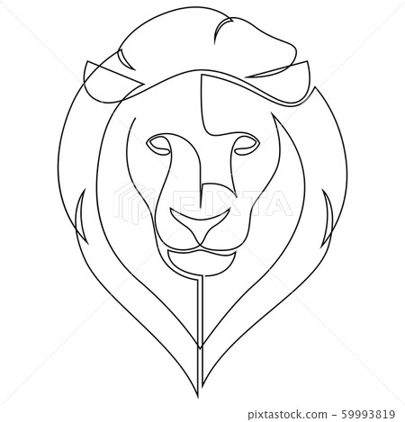 One line design silhouette of lion. Hand drawn minimalism style. Vector illustration 59993819