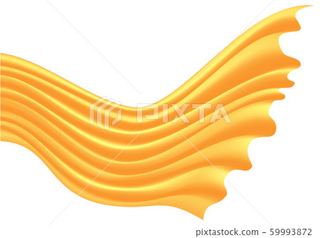 Yellow fabric satin flying on white background luxury vector illustration. 59993872