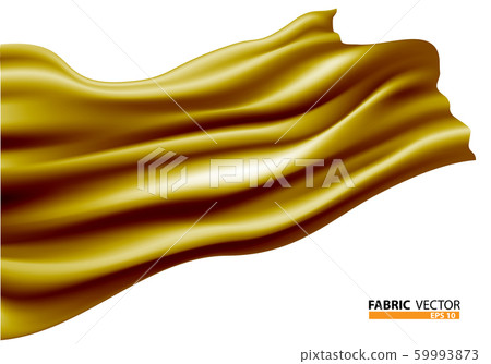 Yellow fabric satin flying on white design luxury background vector illustration. 59993873