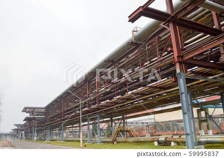 Industrial trestle for pipes. Iron pipes in the 59995837