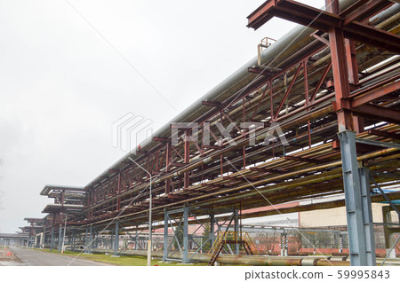 Industrial trestle for pipes. Iron pipes in the - Stock Photo [59995843 ...