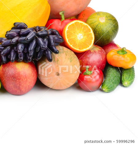 Fruits and vegetables isolated on a white 59996296