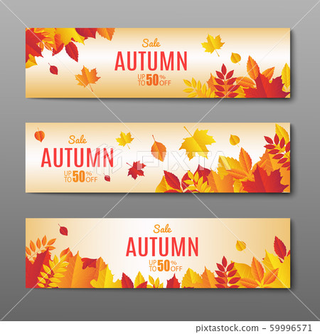 Autumn Sale Banner Set. Vector illustration.... - Stock Illustration ...