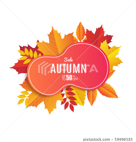 Fall sale banner design. Autumn sale sticker template. Promo badge. Vector illustration 59996585