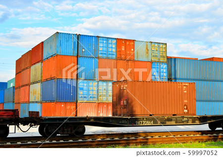 Cargo dock terminal with sea containers. logistic 59997052
