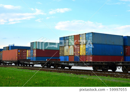 Cargo dock terminal with sea containers. logistic Cargo dock terminal with sea containers. logistic 59997055
