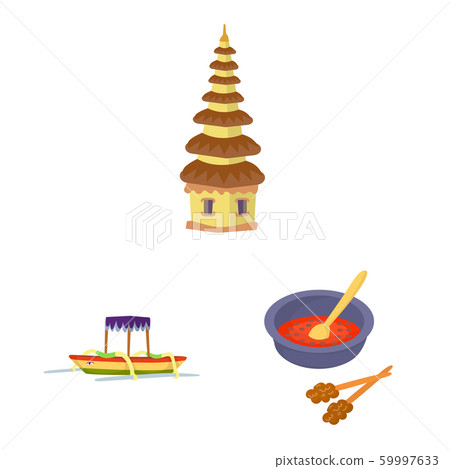 Vector illustration of bali and indonesia icon. Set of bali and caribbean stock symbol for web. 59997633