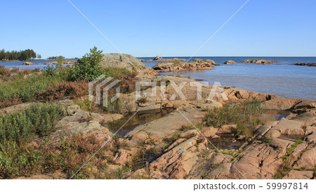 Rock formations at the shore of Lake Vanern. 59997814