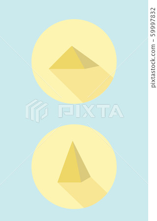 Pyramids as icons with shadow on blue background 59997832