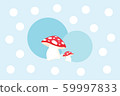 Two mushrooms on polka dot background 59997833
