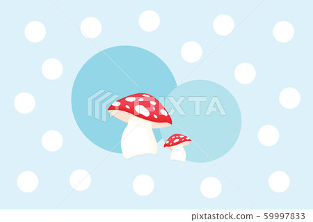 Two mushrooms on polka dot background 59997833