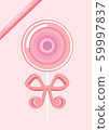 Cute lollipop with bow on pink background 59997837