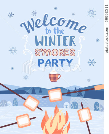 S'mores winter party welcome vector poster S'mores winter party welcome vector poster 59998511