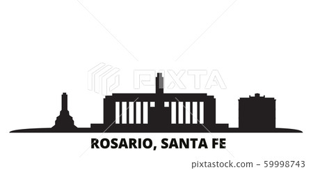 Argentina, Rosario city skyline isolated vector illustration. Argentina, Rosario travel black cityscape Argentina, Rosario city skyline isolated vector illustration. Argentina, Rosario travel black cityscape 59998743