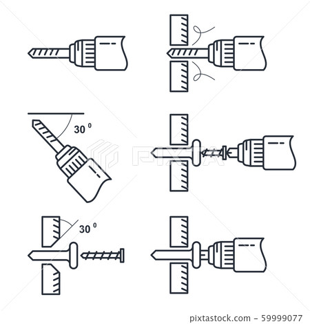 Hole drilling icon - set of drill tools Hole drilling icon - set of drill tools 59999077
