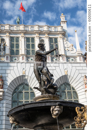 Poseidon sculpture fountain in Gdansk, Poland 60000611