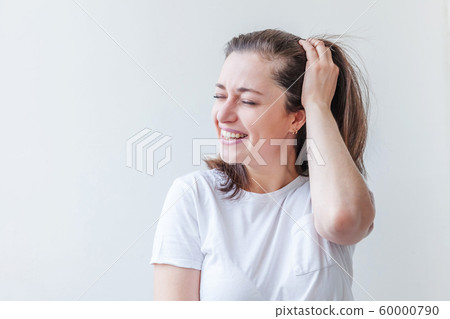 Beauty portrait young happy positive brunette 60000790