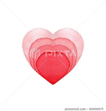 Love heart painted watercolor red isolated on - Stock Illustration ...