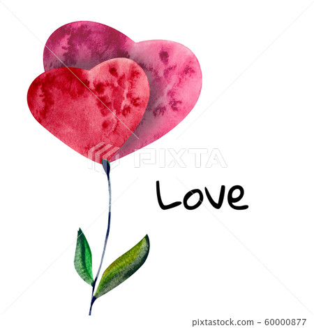 Watercolor red and pink hearts. Concept love - Stock Illustration ...