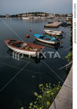 Old Wooden Motorboats On Calm Water In Harbor In Croatia 60001989