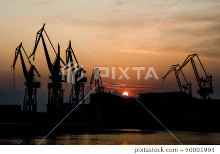 High Cranes At Sunset In Harbor Docks Of Pula Croatia 60001993