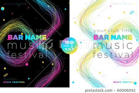 Music festival poster with abstract gradient lines, template design. Colorful Waves Gradient Background. Template for Poster, Web Banner, Pop-Up, presentation, brochure. Geometric template vector. 60006092