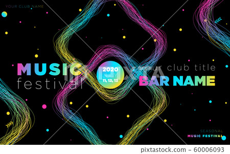 Music festival poster with abstract gradient lines, template design. Colorful Waves Gradient Background. Template for Poster, Web Banner, Pop-Up, presentation, brochure. Geometric template vector. 60006093