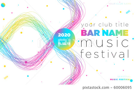 Music festival poster with abstract gradient lines, template design. Colorful Waves Gradient Background. Template for Poster, Web Banner, Pop-Up, presentation, brochure. Geometric template vector. 60006095