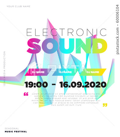 Music festival poster with abstract gradient lines, template design. Colorful Waves Gradient Background. Template for Poster, Web Banner, Pop-Up, presentation, brochure. Geometric template vector. 60006104