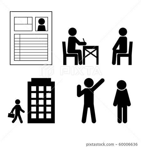 Job hunting, interview, resume, office worker, businessman, pictogram, silhouette, full body 60006636