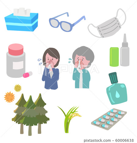 Pollen allergy countermeasure illustration set 60006638