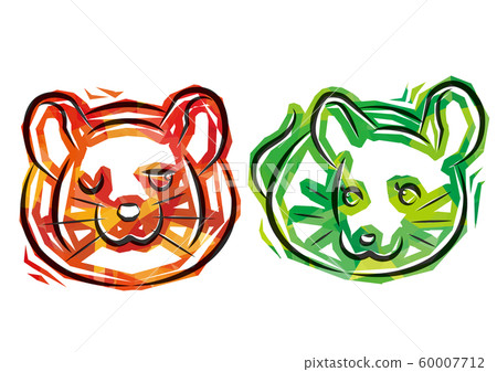 顏色配對的小鼠插圖（印刷玻璃紙樣式的郵票） 60007712