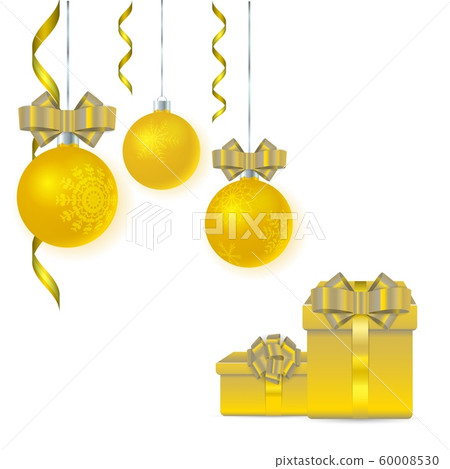 Vector new year greeting card with golden balls - Stock Illustration ...