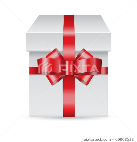 Vector gift box decorated with red bow isolated on - Stock Illustration ...