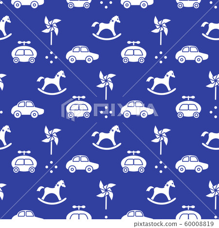 Vector seamless pattern with kids toys Childhood - Stock Illustration ...