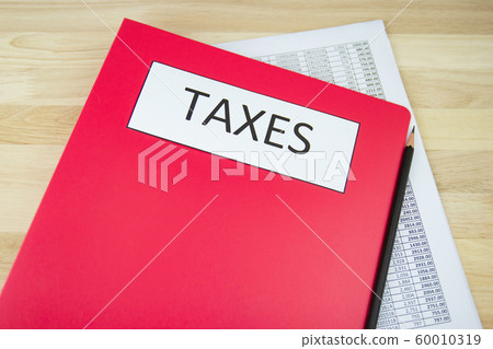 Tax documents and paper files, calculator   60010319