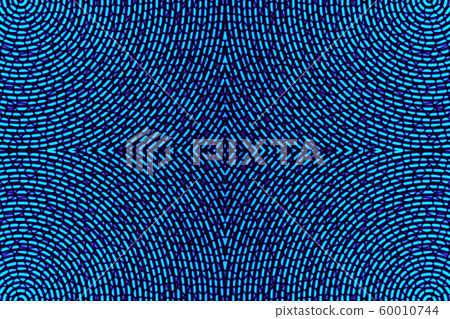 Abstract blue kaleidoscopic background textured with circles and cells.  Glitch texture 60010744