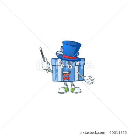 Cartoon character of blue gift box Magician style 60011833