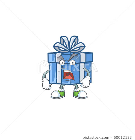 Mascot of angry blue gift box cartoon character design Mascot of angry blue gift box cartoon character design 60012152
