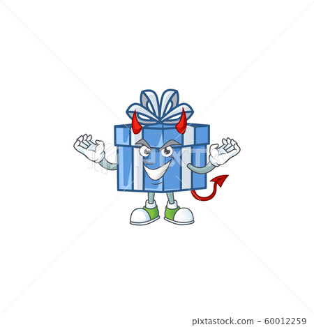 mascot cartoon of blue gift box on a Devil gesture design mascot cartoon of blue gift box on a Devil gesture design 60012259