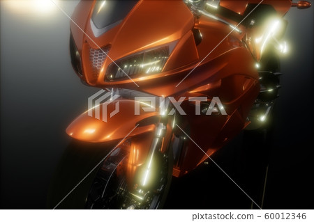 moto sport bike in dark studio with bright lights 60012346