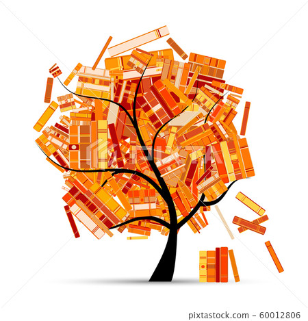 Library tree with books for your design. Autumn... - Stock Illustration ...