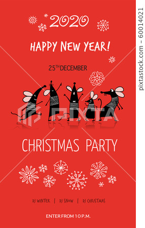 Funny mouses party, symbol of 2020 year. Banner for your design 60014021