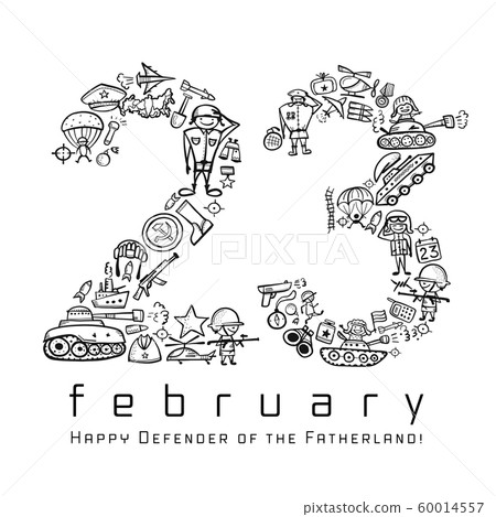Happy Defender of the Fatherland. Russian national holiday on 23 February. Gift card for men. Vector illustration 60014557