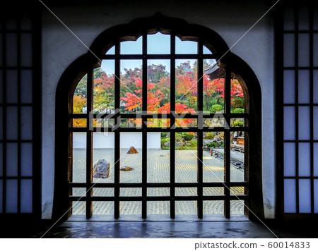 Autumn stone garden with lattice window Autumn stone garden with lattice window 60014833