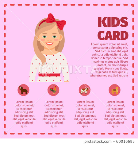 Kids card infographic with cute girl Kids card infographic with cute girl 60016693