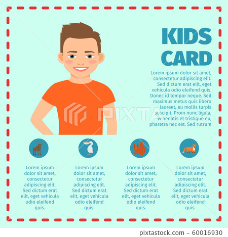 Boy in orange t-shirt infographic card Boy in orange t-shirt infographic card 60016930